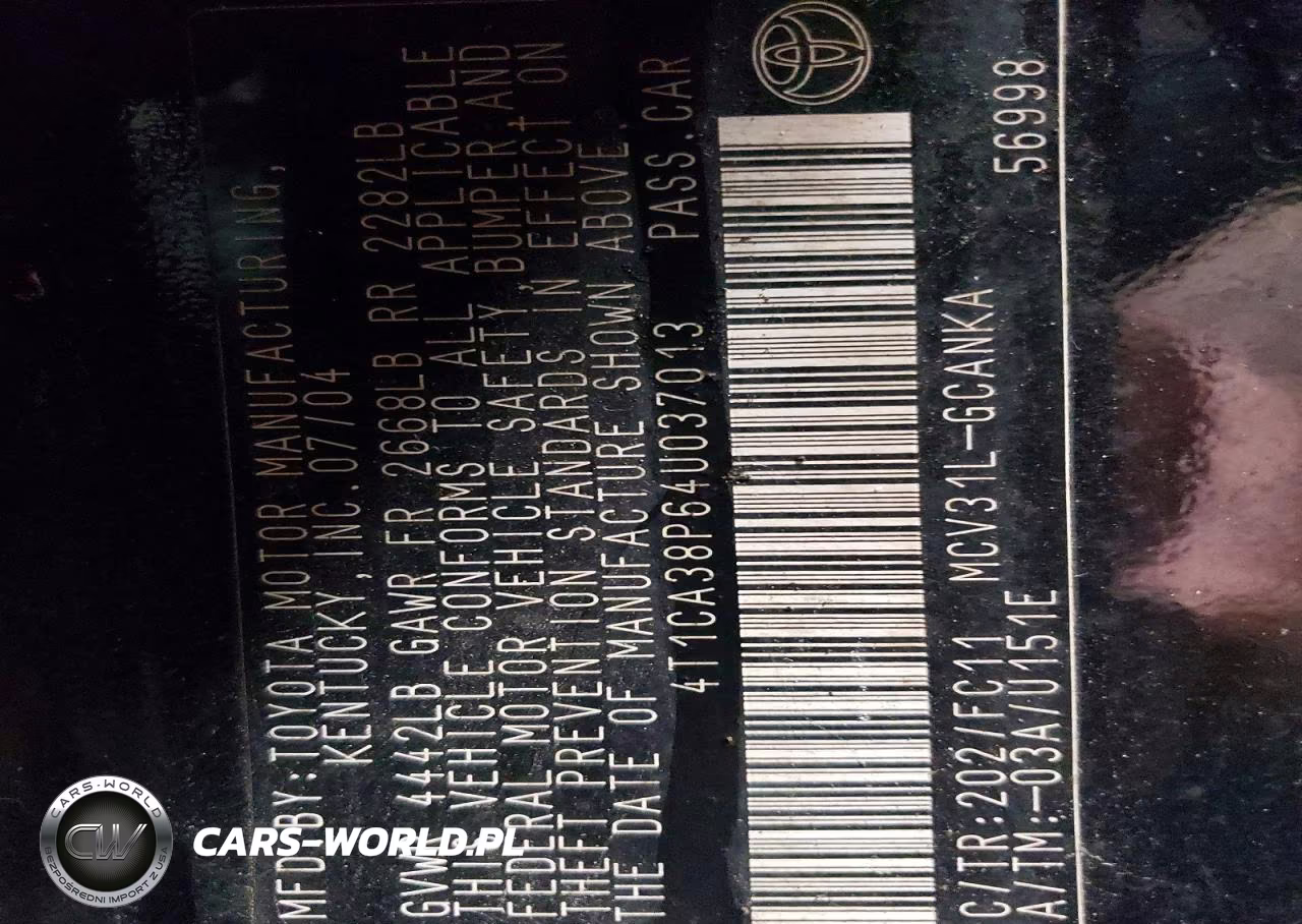 2004 Toyota Camry Solara Se Sport V6 VIN:4T1CA38P64U037013 - 12