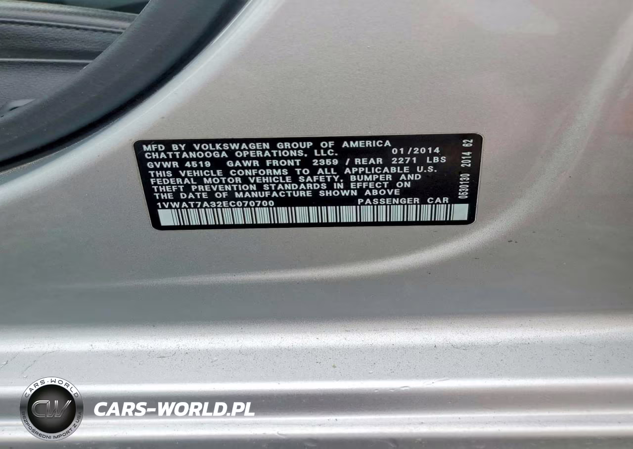 2014 Volkswagen Passat S VIN:1VWAT7A32EC070700 - 12
