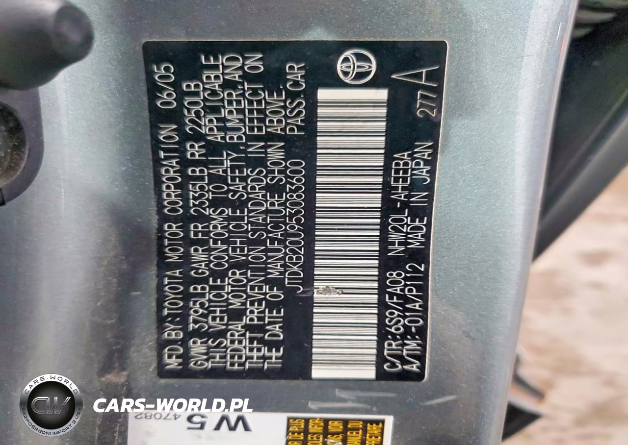 2005 Toyota Prius Base VIN:JTDKB20U953083600 - 12