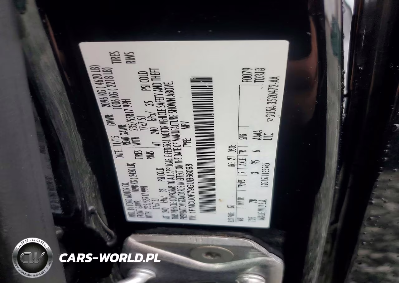 2016 Ford Escape S VIN:1FMCU0F79GUB66098 - 13