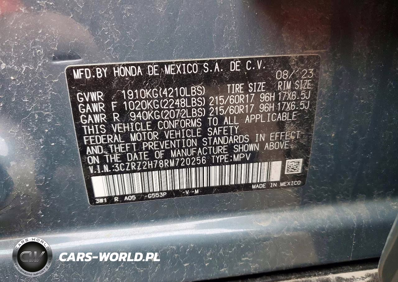 2024 Honda Hr-V Exl VIN:3CZRZ2H78RM720256 - 13