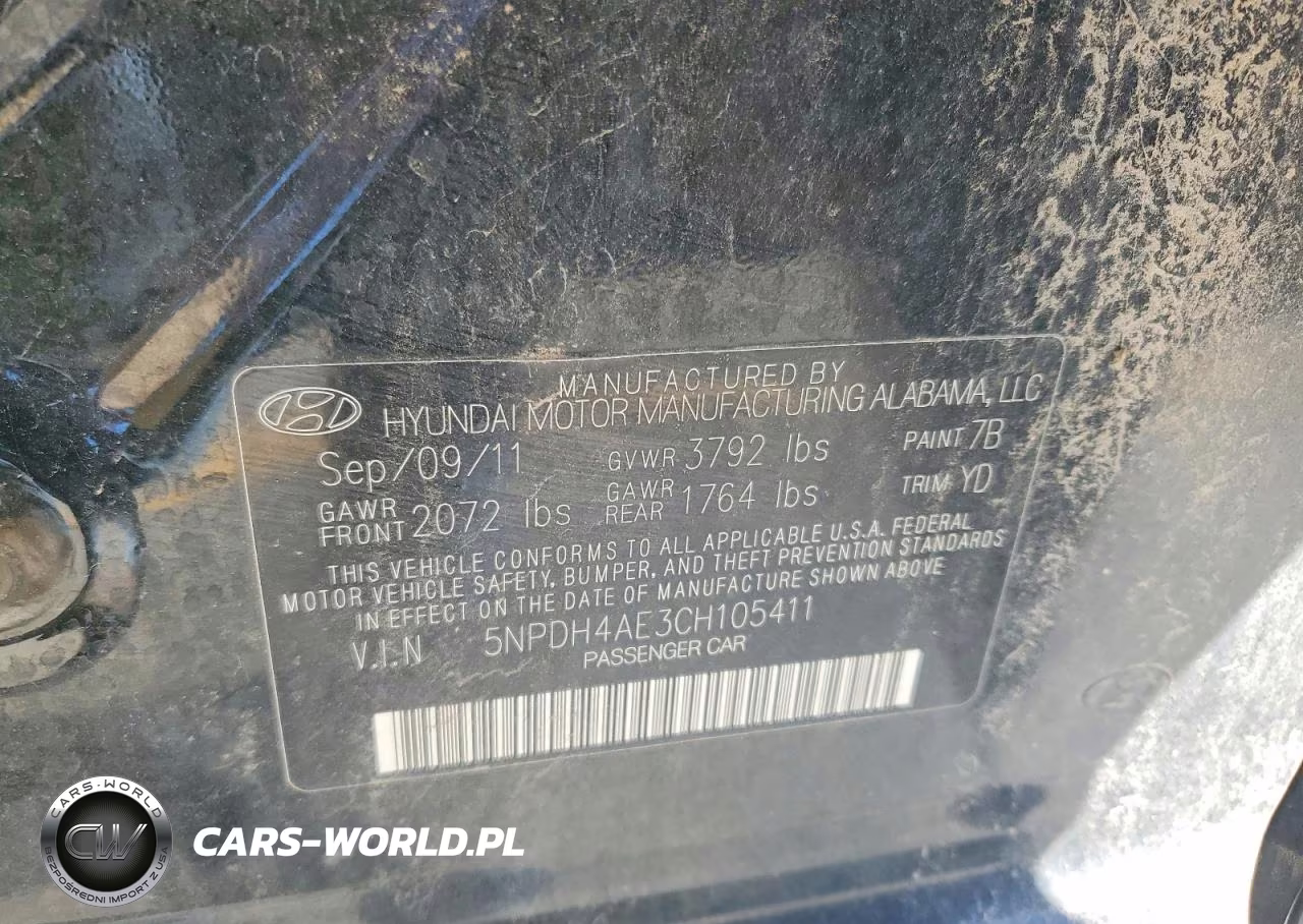 2012 Hyundai Elantra Limited VIN:5NPDH4AE3CH105411 - 12