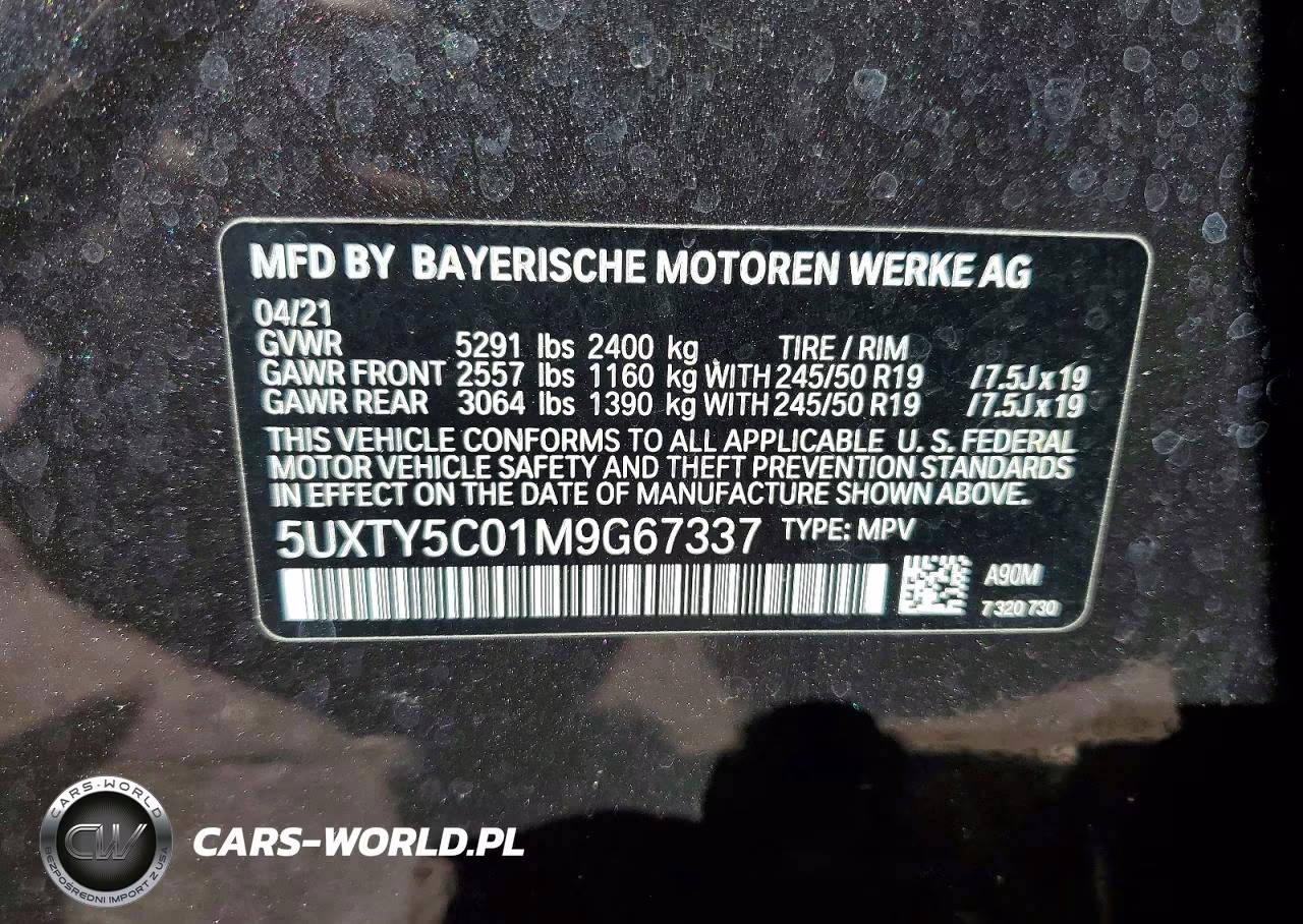 2021 BMW X3 xDrive30I VIN:5UXTY5C01M9G67337 - 13