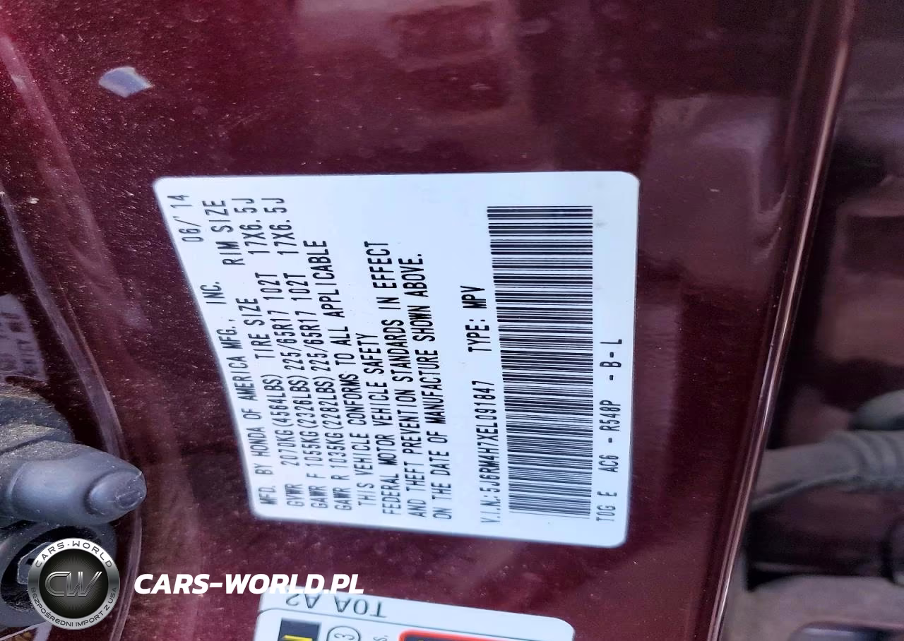 2014 Honda Cr-V Exl VIN:5J6RM4H7XEL091847 - 13