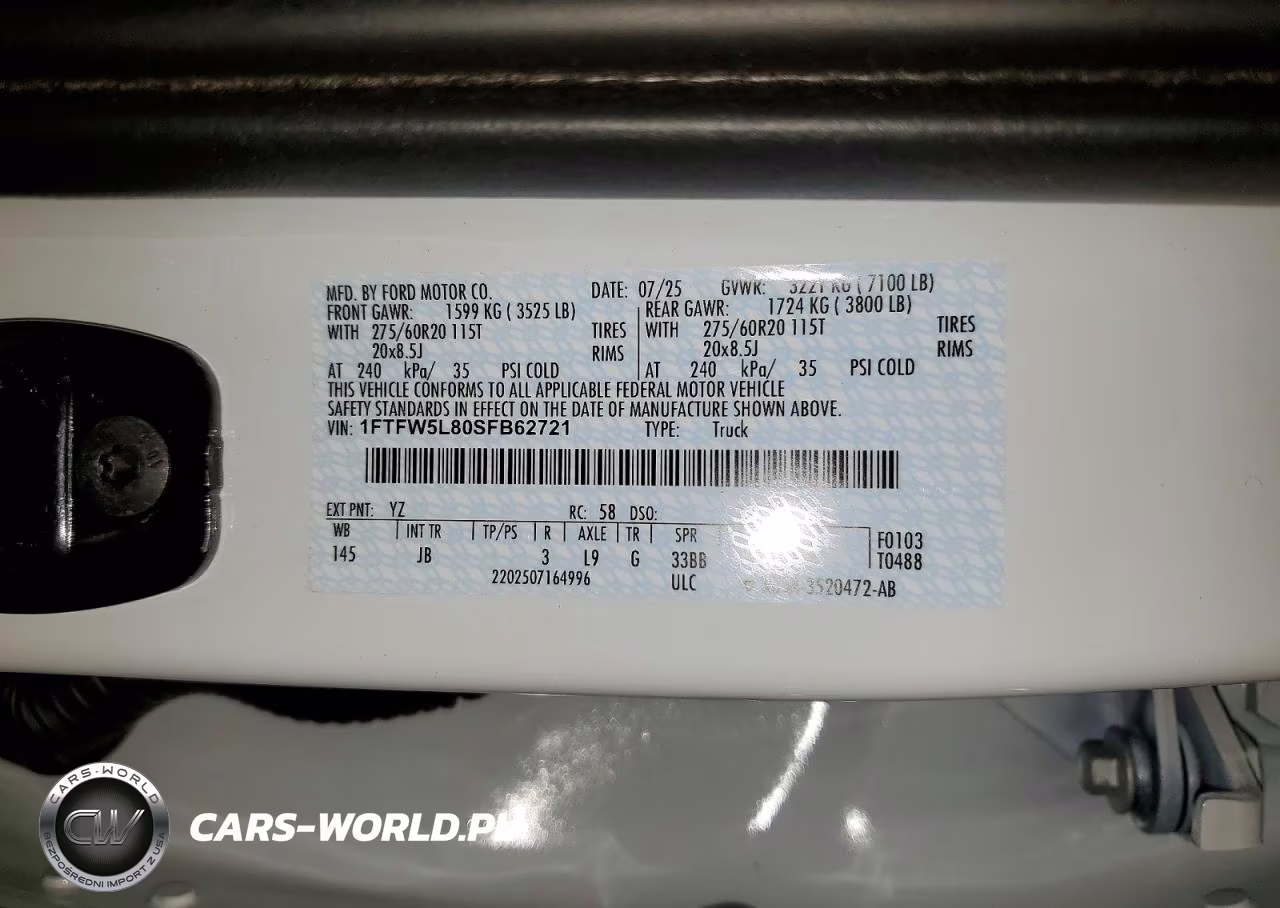 2025 Ford F150 Lariat VIN:1FTFW5L80SFB62721 - 12