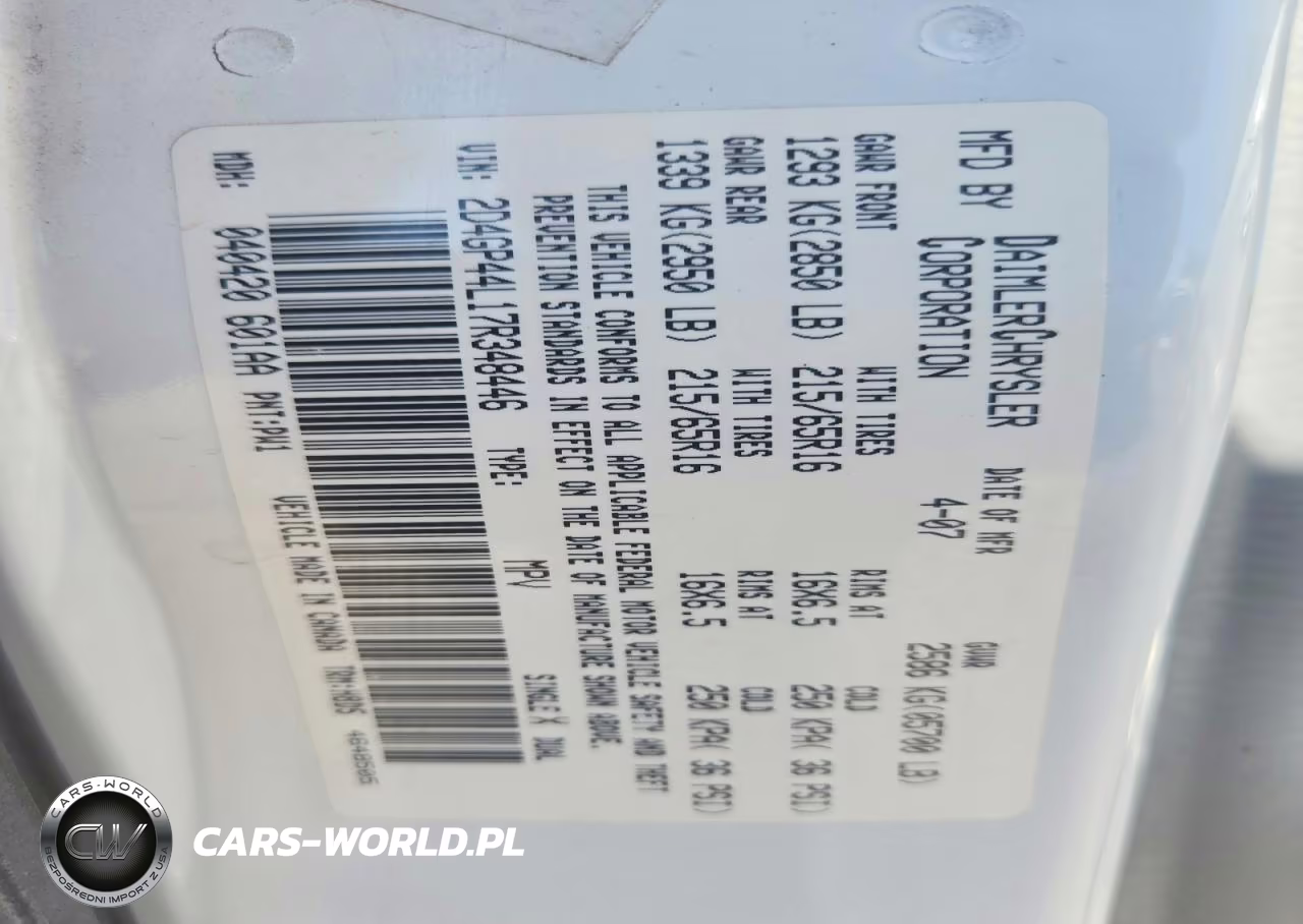 2007 Dodge Grand Caravan Sxt VIN:2D4GP44L17R348446 - 13