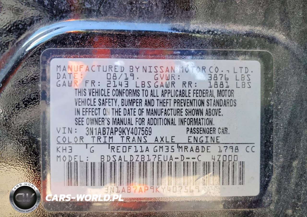 2019 Nissan Sentra Sv VIN:3N1AB7AP9KY407569 - 12