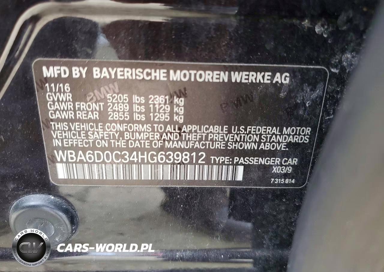 2017 BMW 640 I Gran Coupe VIN:WBA6D0C34HG639812 - 12