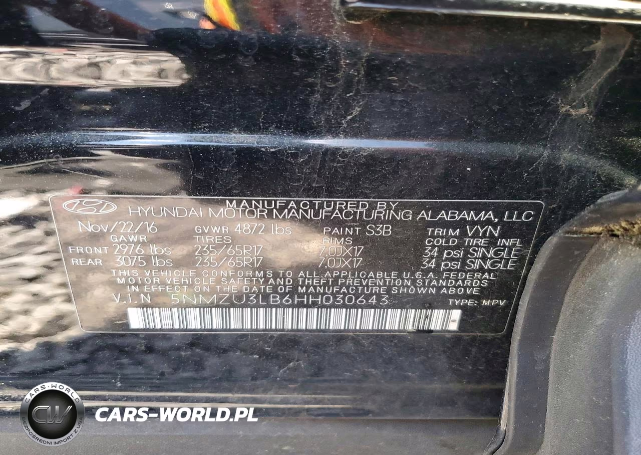 2017 Hyundai Santa Fe Sport 2.4L VIN:5NMZU3LB6HH030643 - 13