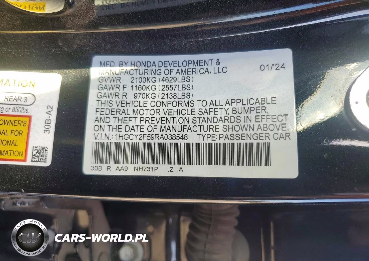 2024 Honda Accord Hybrid Sport VIN:1HGCY2F59RA038548 - 12
