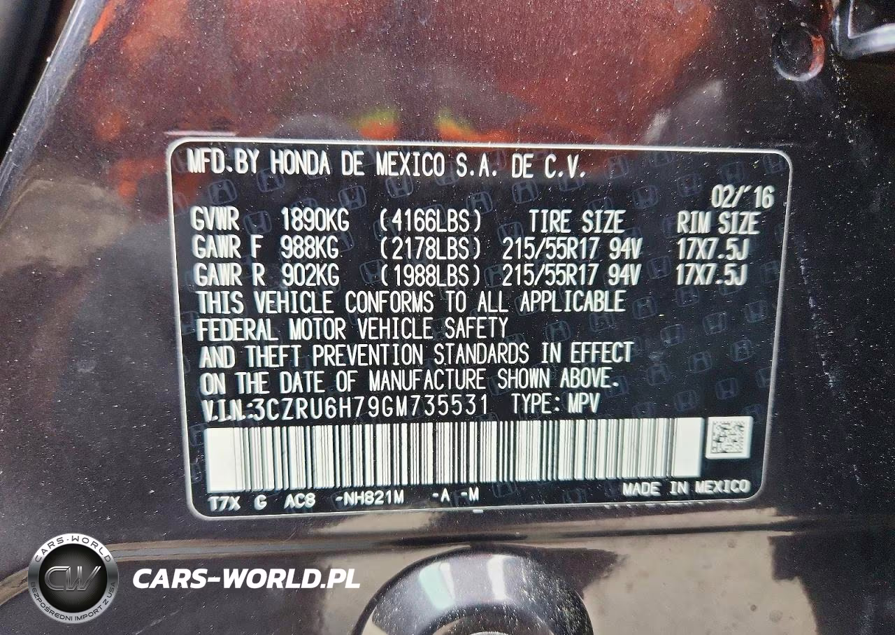 2016 Honda Hr-V Exl VIN:3CZRU6H79GM735531 - 13
