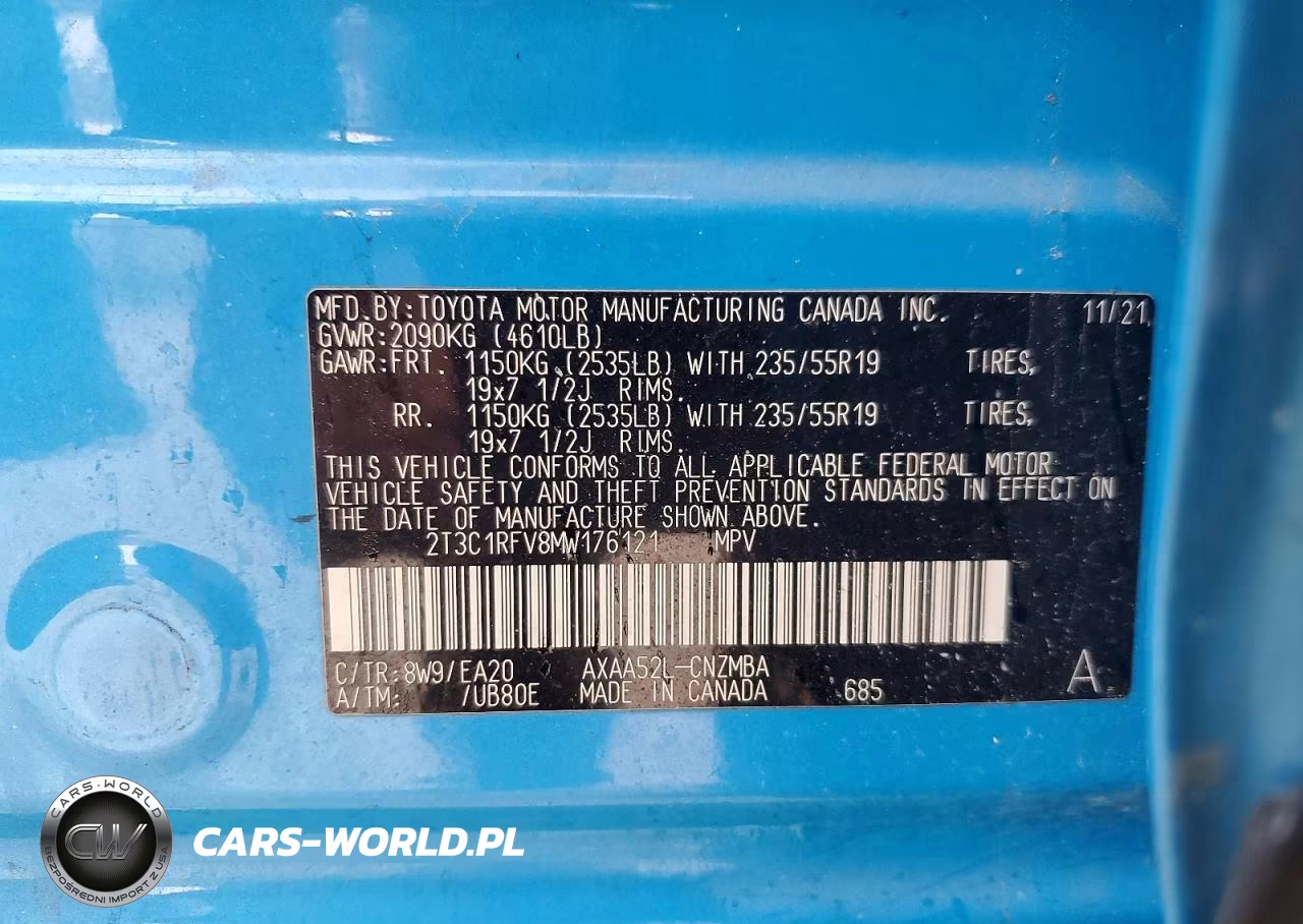 2021 Toyota Rav4 Xle Premium VIN:2T3C1RFV8MW176121 - 13