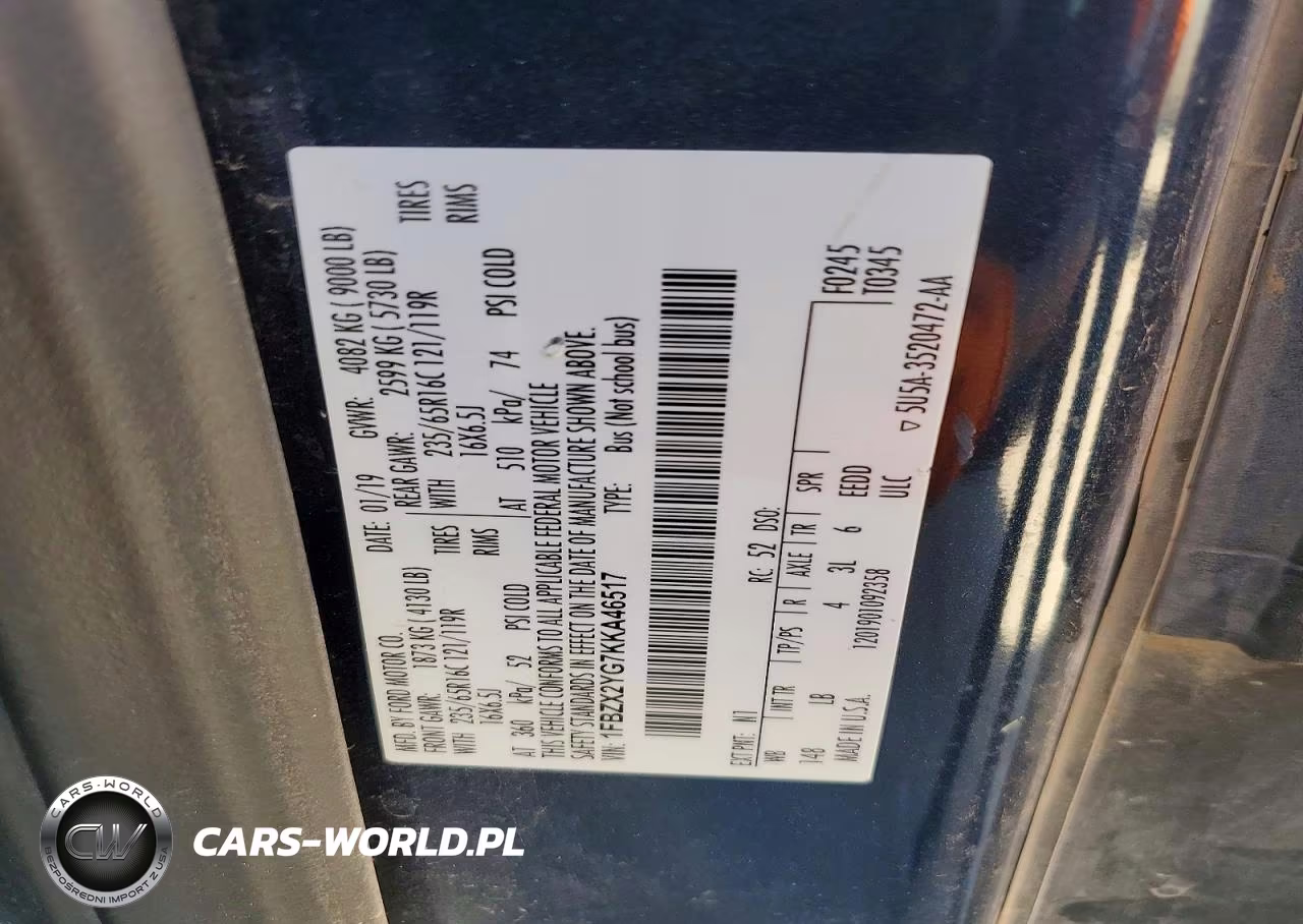 2019 Ford Transit T-350 VIN:1FBZX2YG7KKA46517 - 14