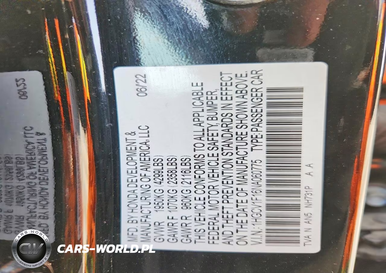2022 Honda Accord Lx VIN:1HGCV1F16NA060775 - 12