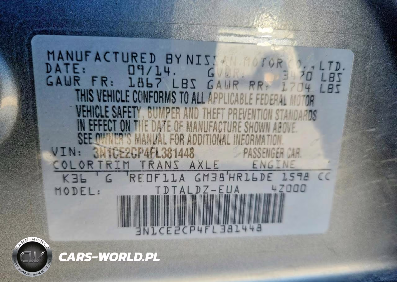 2015 Nissan Versa Note Sv VIN:3N1CE2CP4FL381448 - 12