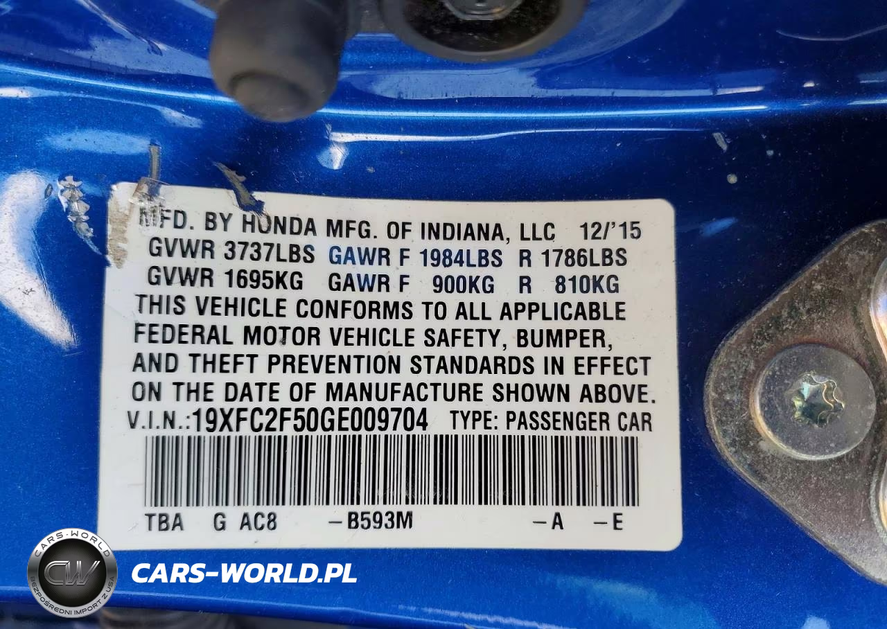 2016 Honda Civic Lx VIN:19XFC2F50GE009704 - 12