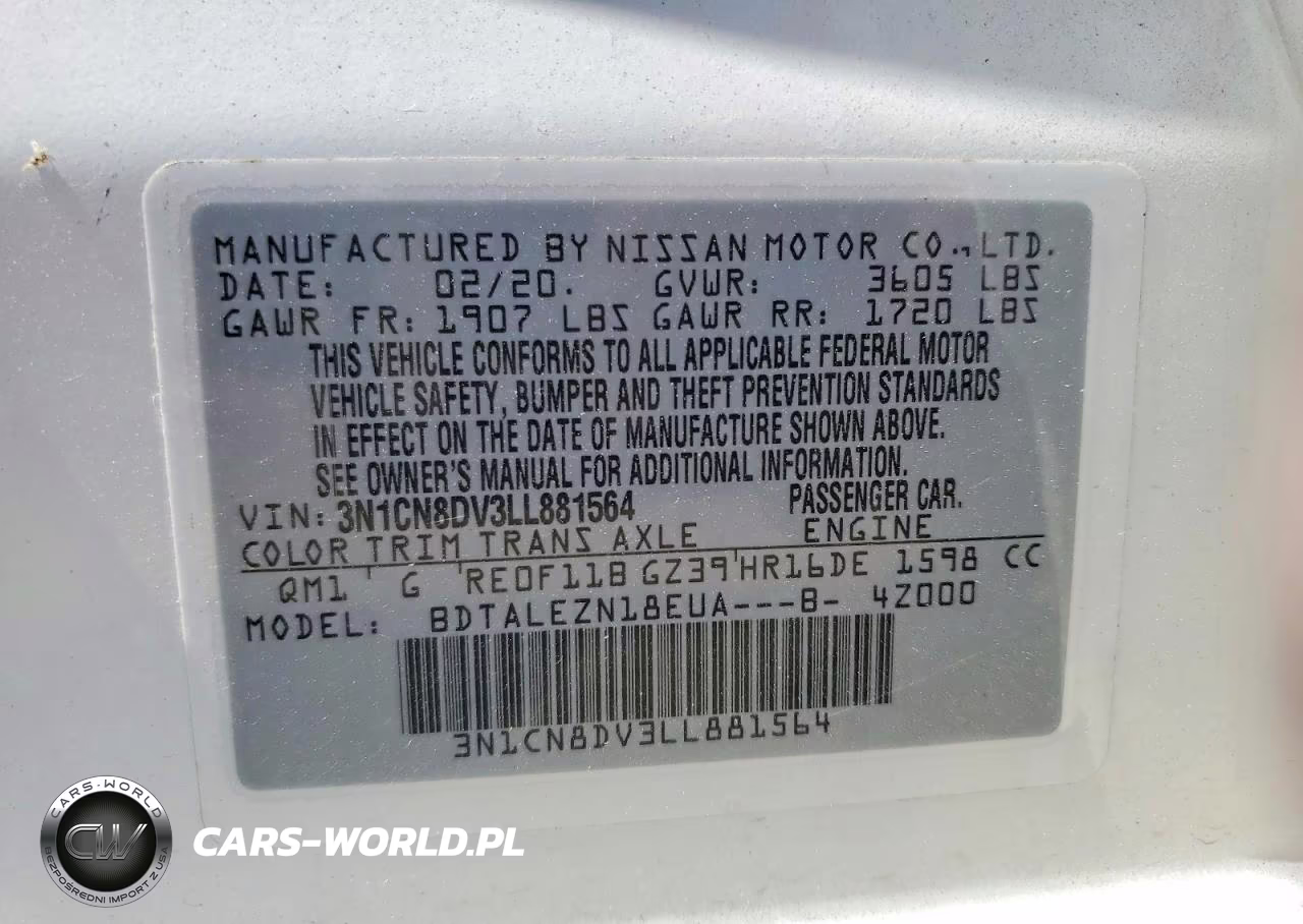 2020 Nissan Versa S VIN:3N1CN8DV3LL881564 - 12