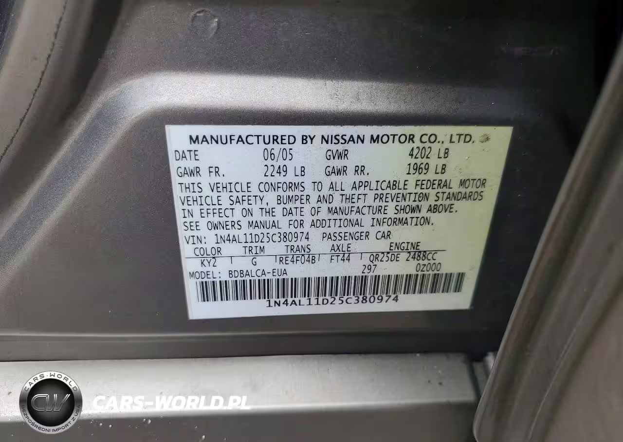 NISSAN ALTIMA VIN:1N4AL11D25C380974 - 12