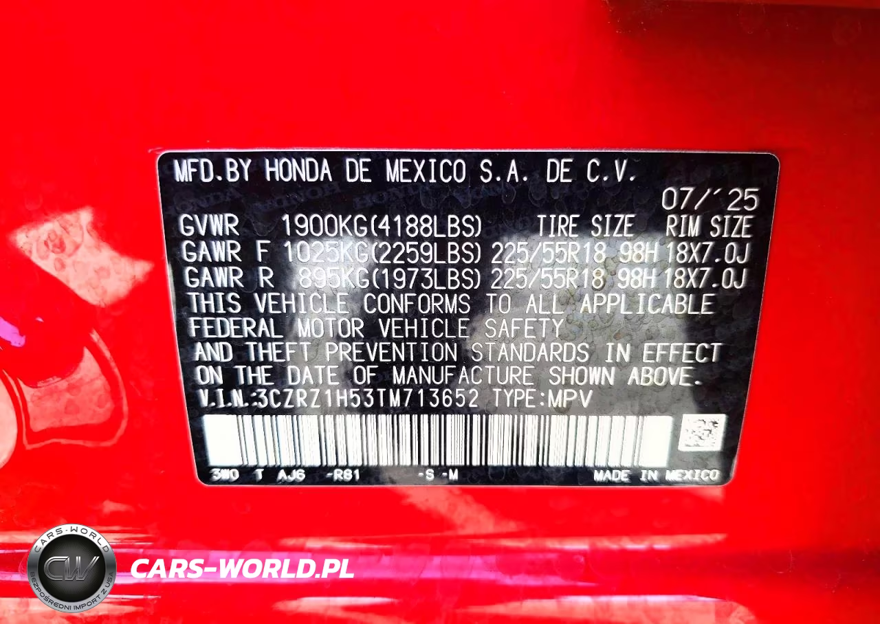 2026 Honda Hr-V Sport VIN:3CZRZ1H53TM713652 - 12