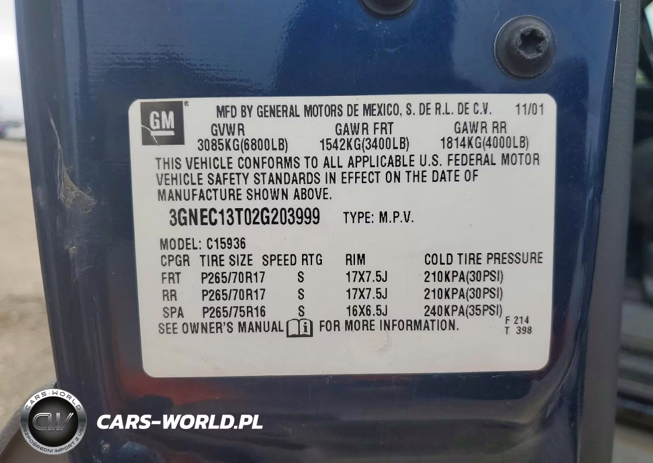 2002 Chevrolet Avalanche C1500 VIN:3GNEC13T02G203999 - 12