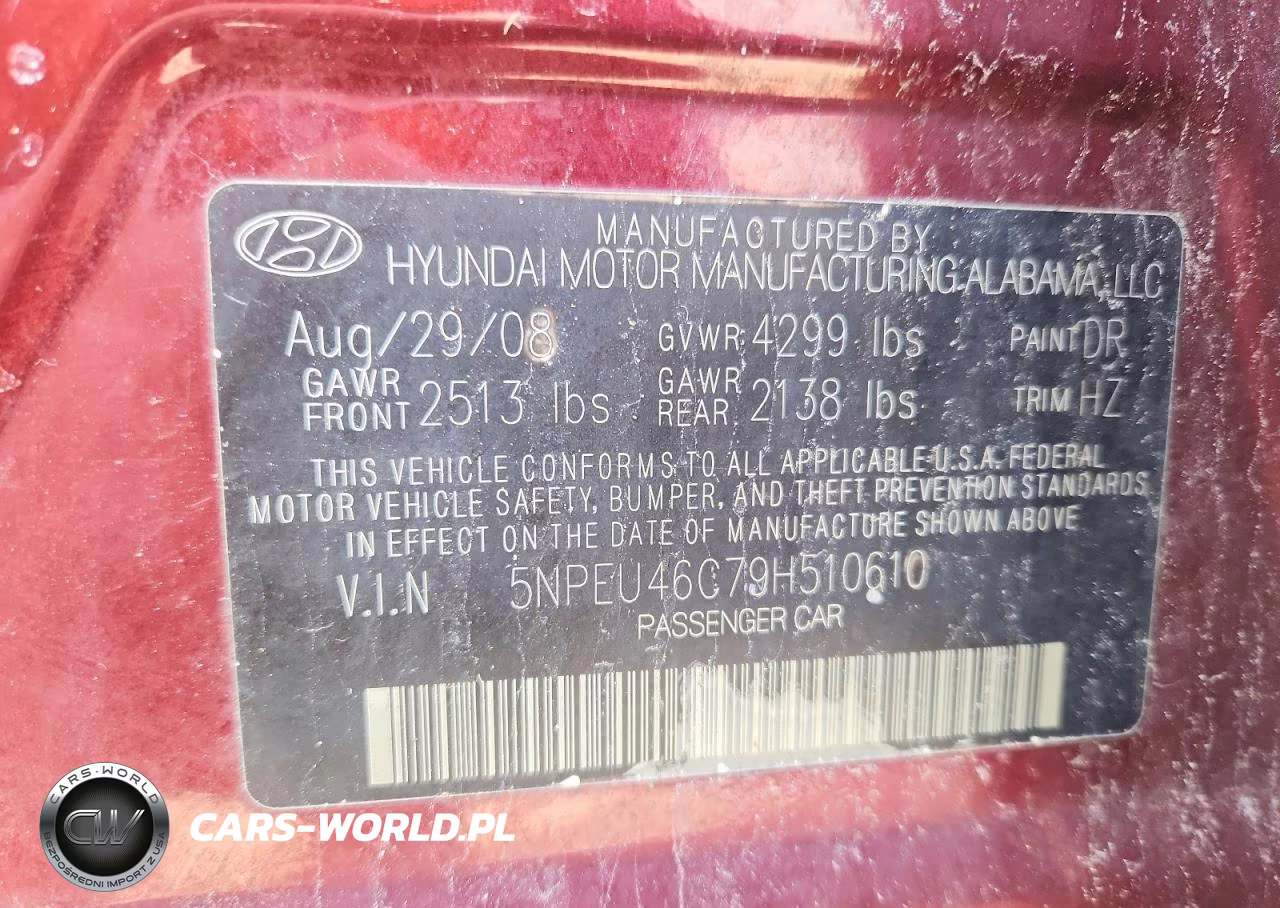 2009 Hyundai Sonata Se VIN:5NPEU46C79H510610 - 12