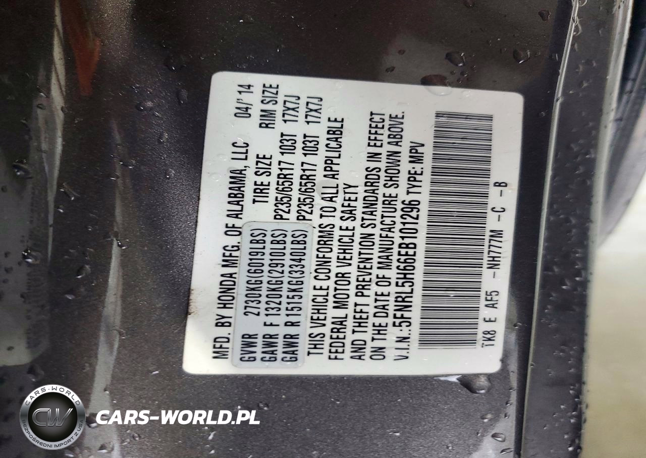 2014 Honda Odyssey Exl VIN:5FNRL5H66EB101296 - 13