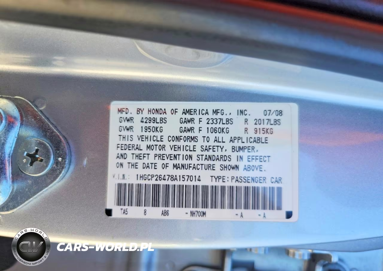 2008 Honda Accord Lxp VIN:1HGCP26478A157014 - 13