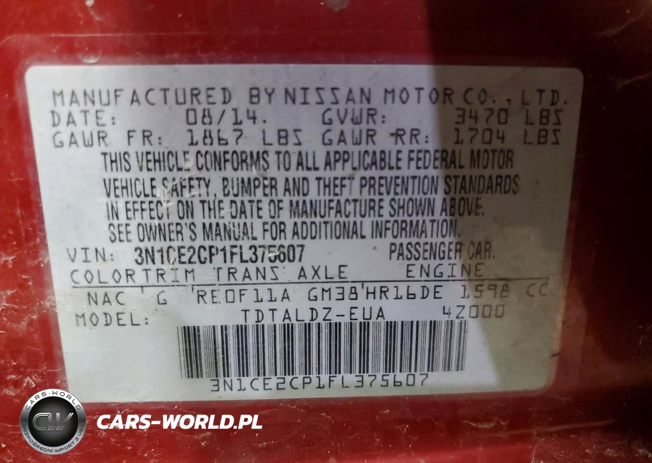 2015 Nissan Versa Note Sv VIN:3N1CE2CP1FL375607 - 12