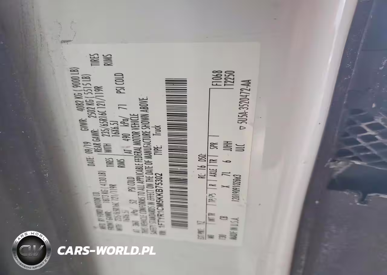 2019 Ford Transit T-250 VIN:1FTYR1CM5KKB75302 - 13