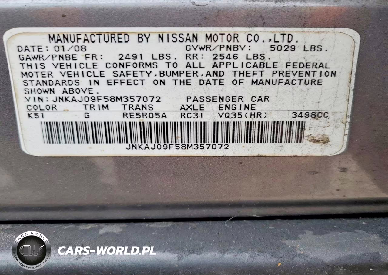 2008 Infiniti Ex35 Base VIN:JNKAJ09F58M357072 - 12