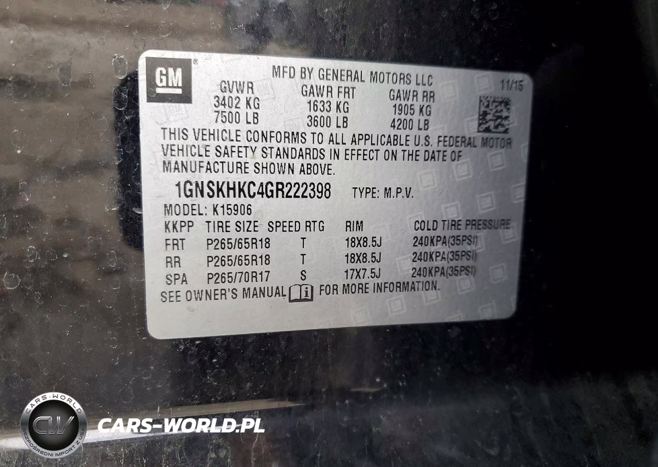 2016 Chevrolet Suburban K1500 Lt VIN:1GNSKHKC4GR222398 - 13