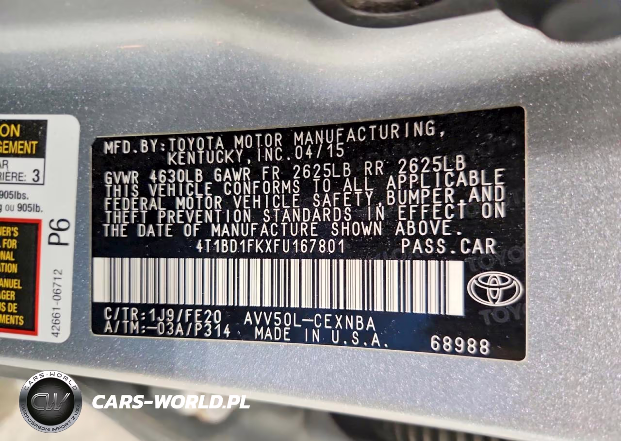 2015 Toyota Camry Hybrid Le VIN:4T1BD1FKXFU167801 - 12