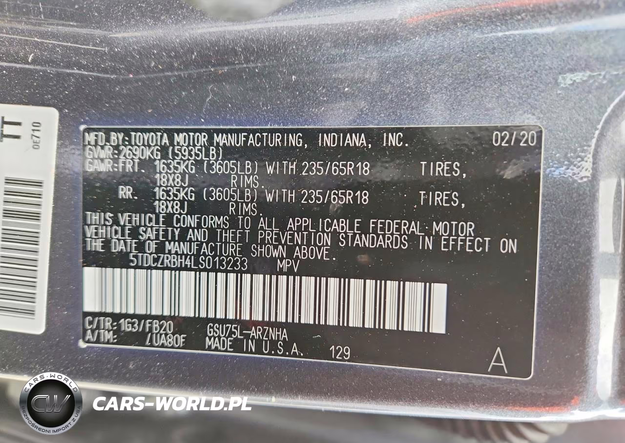 2020 Toyota Highlander L VIN:5TDCZRBH4LS013233 - 13