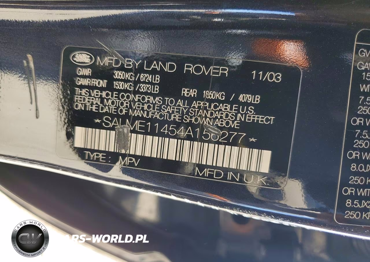 2004 Land Rover Range Rover Hse VIN:SALME11454A156277 - 13