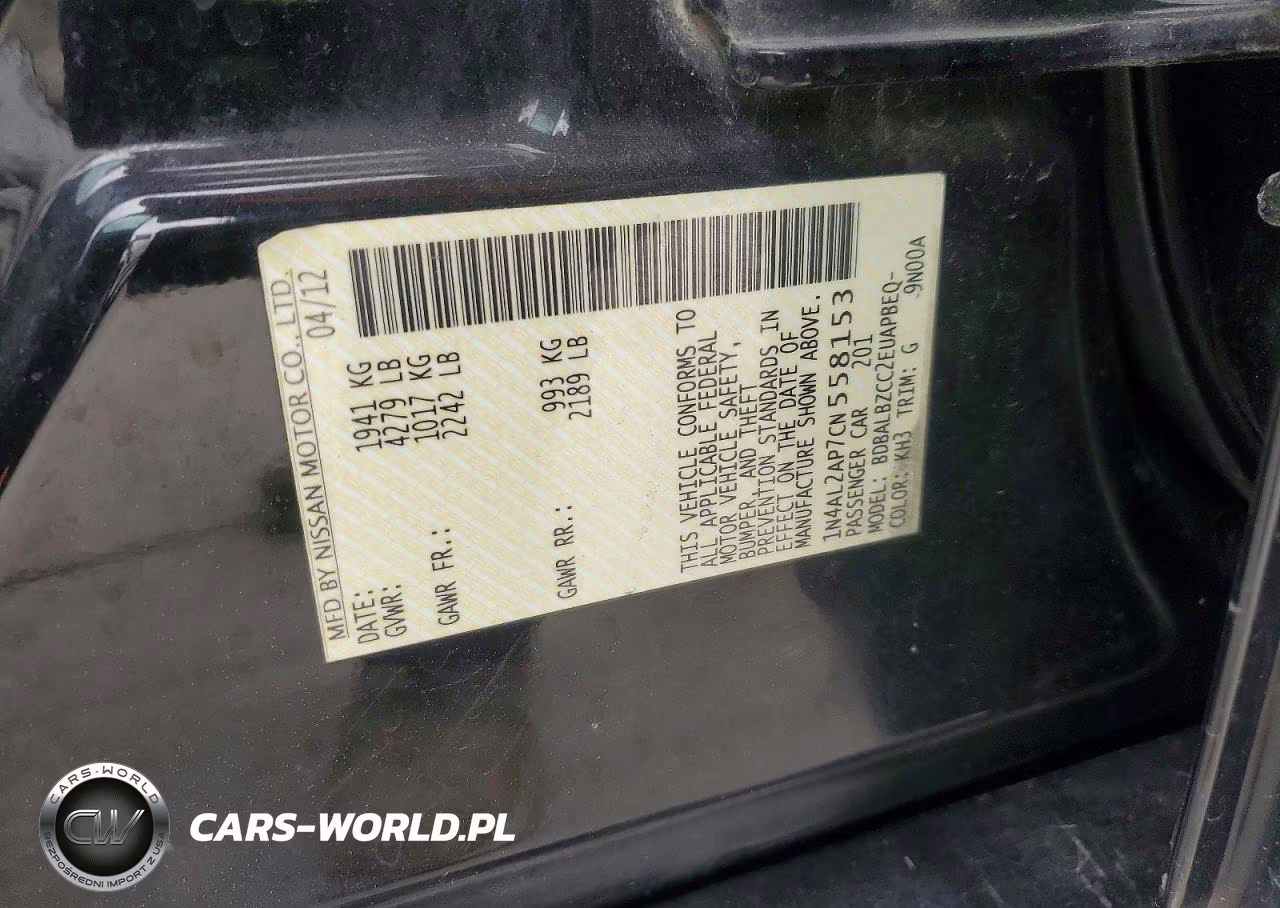 NISSAN ALTIMA BAS VIN:1N4AL2AP7CN558153 - 13