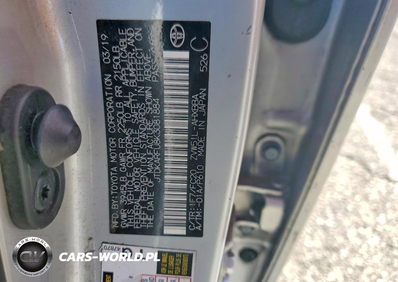 2019 Toyota Prius L Eco VIN:JTDKARFU8K3081884 - 13