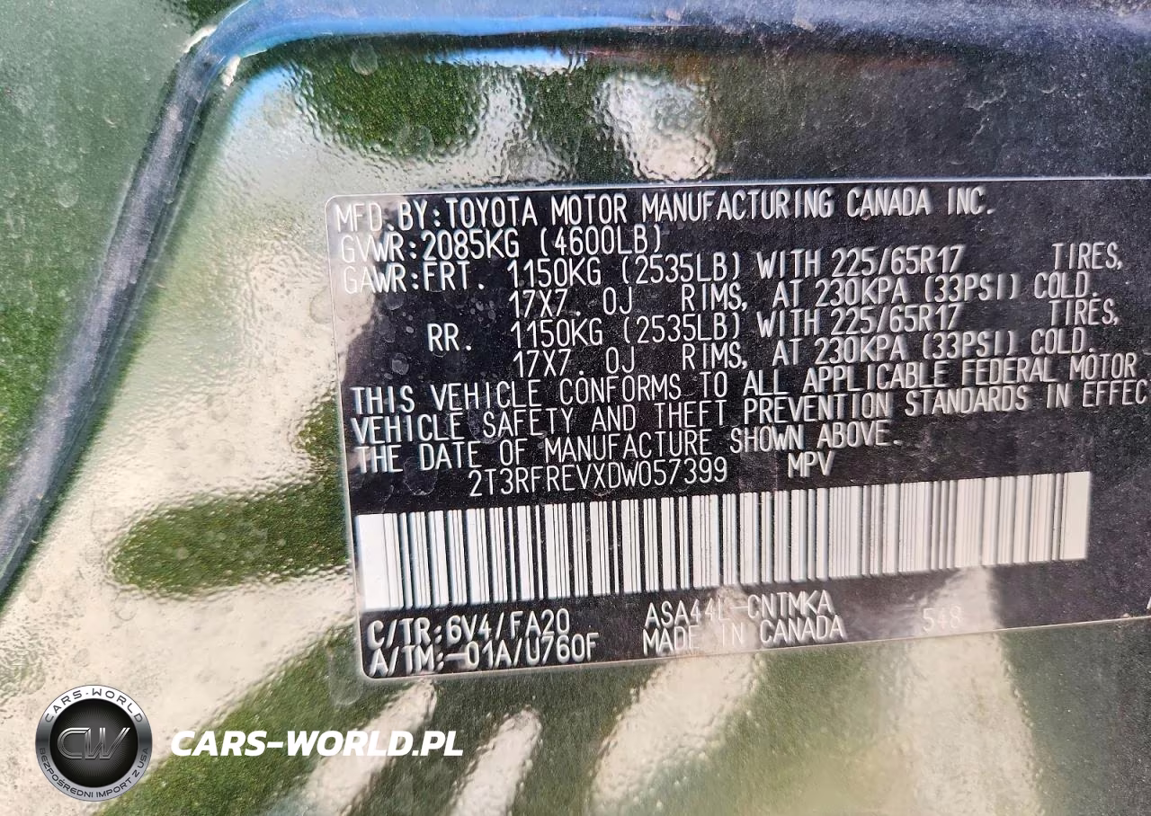 2013 Toyota Rav4 Xle VIN:2T3RFREVXDW057399 - 12
