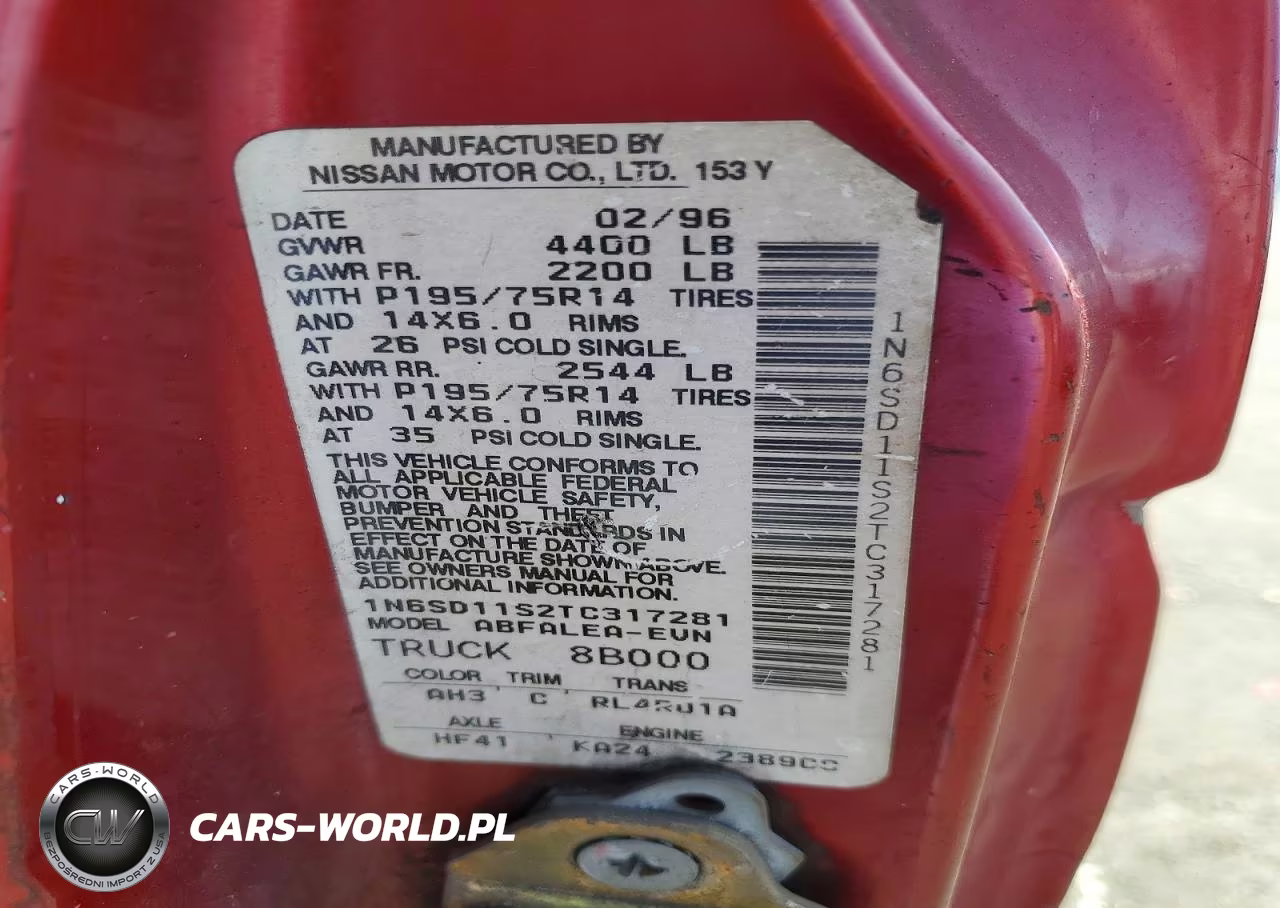 1996 Nissan Truck Base VIN:1N6SD11S2TC317281 - 12