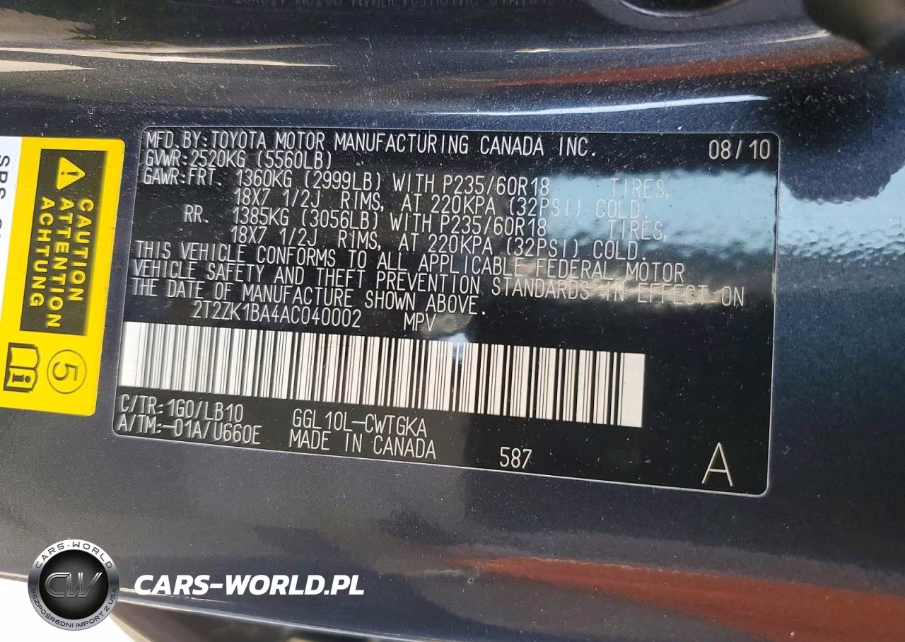 2010 Lexus Rx 350 Base VIN:2T2ZK1BA4AC040002 - 13