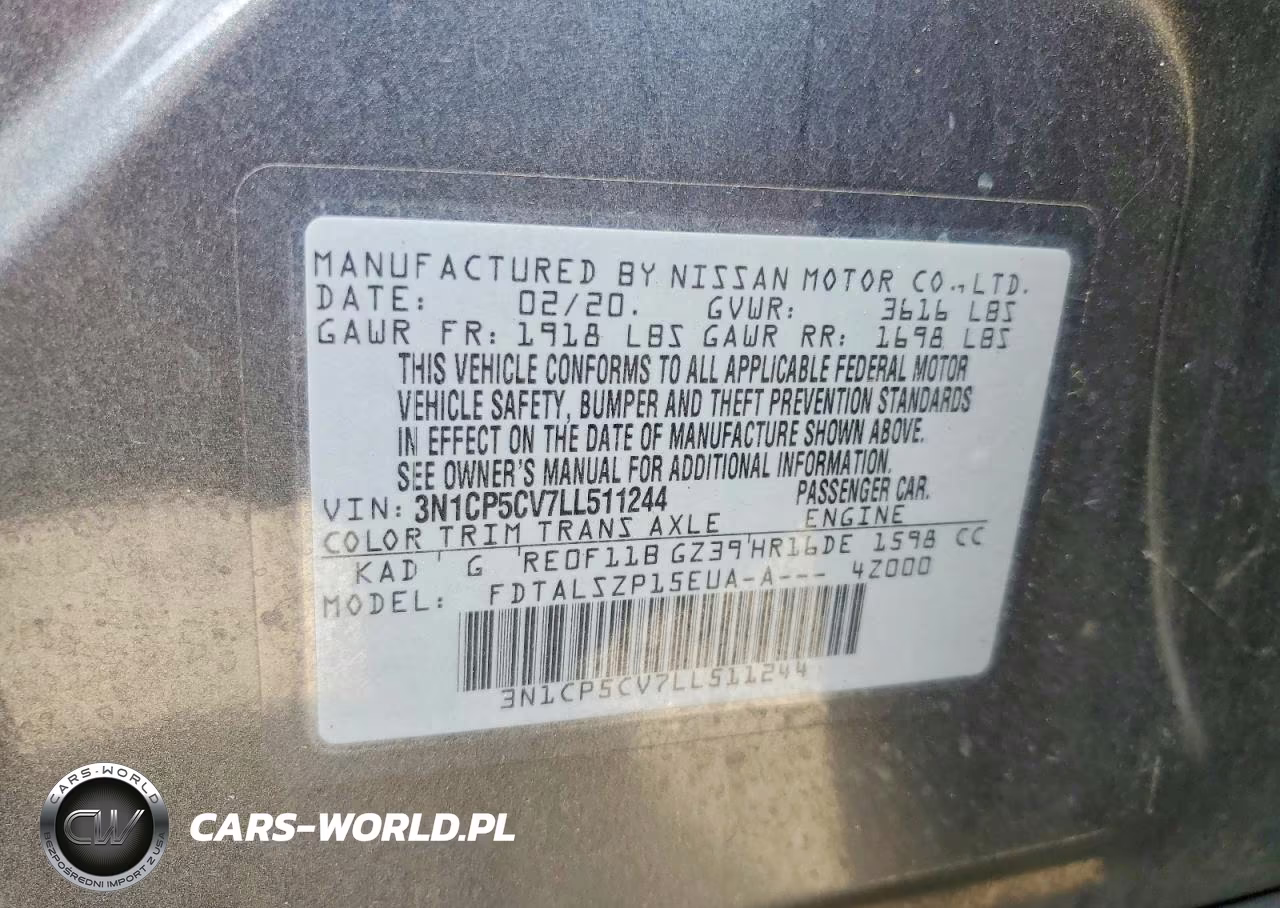 2020 Nissan Kicks Sv VIN:3N1CP5CV7LL511244 - 12