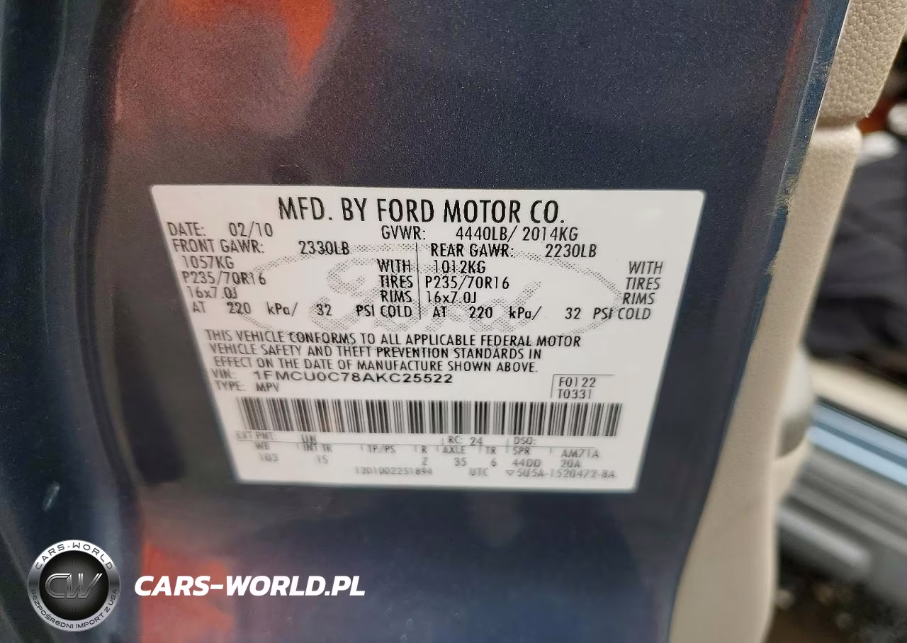 2010 Ford Escape Xls VIN:1FMCU0C78AKC25522 - 12