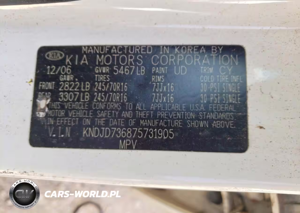 2007 Kia Sorento Base VIN:KNDJD736875731905 - 13