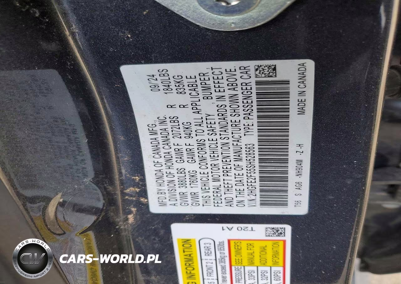 2025 Honda Civic Sport VIN:2HGFE2F55SH528563 - 12