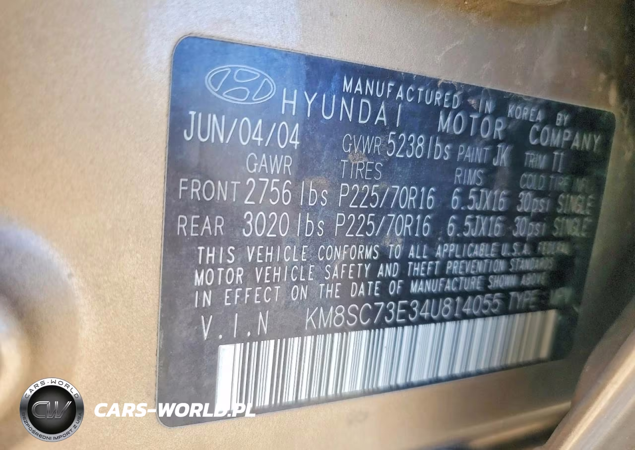 2004 Hyundai Santa Fe Gls VIN:KM8SC73E34U814055 - 13