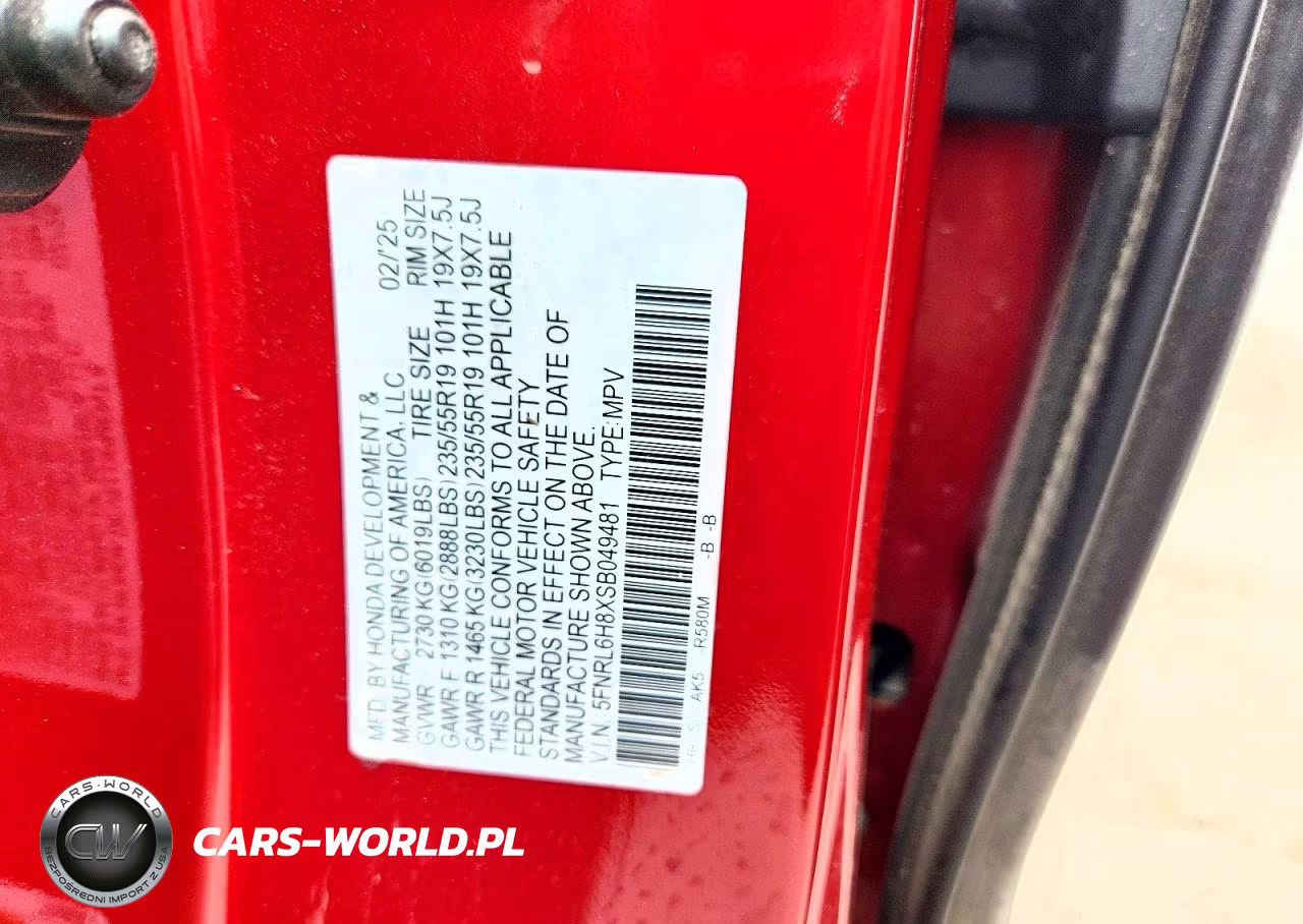 2025 Honda Odyssey Touring VIN:5FNRL6H8XSB049481 - 13