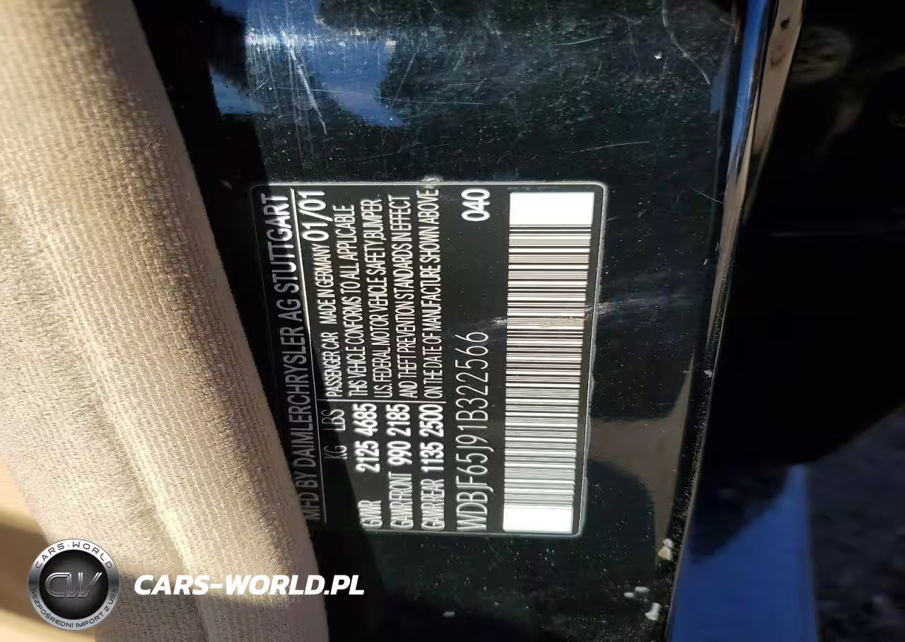 2001 Merz E-Class VIN:WDBJF65J91B322566 - 12