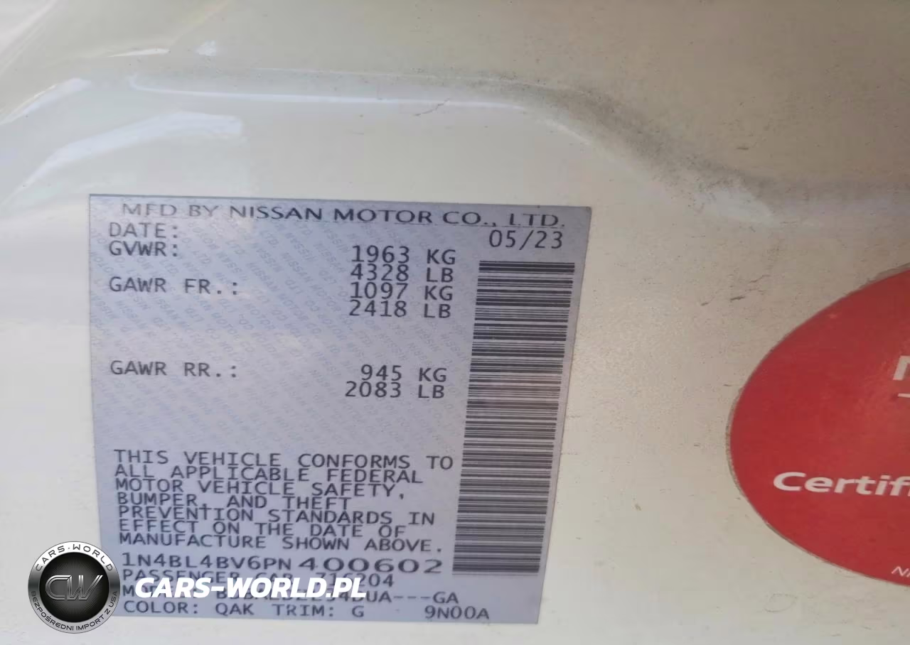 2023 Nissan Altima 2.5 S VIN:1N4BL4BV6PN400602 - 12