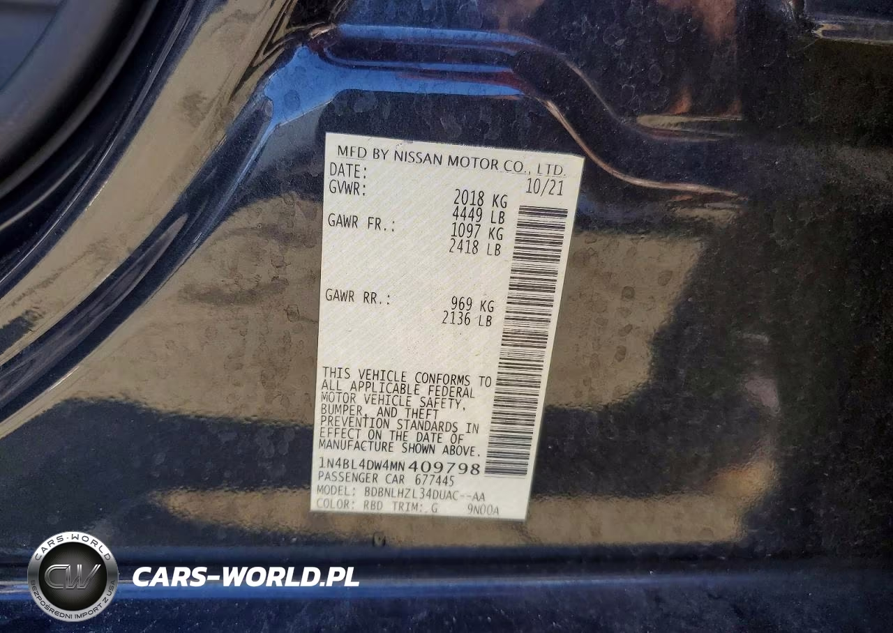 2021 Nissan Altima 2.5 Sv VIN:1N4BL4DW4MN409798 - 12