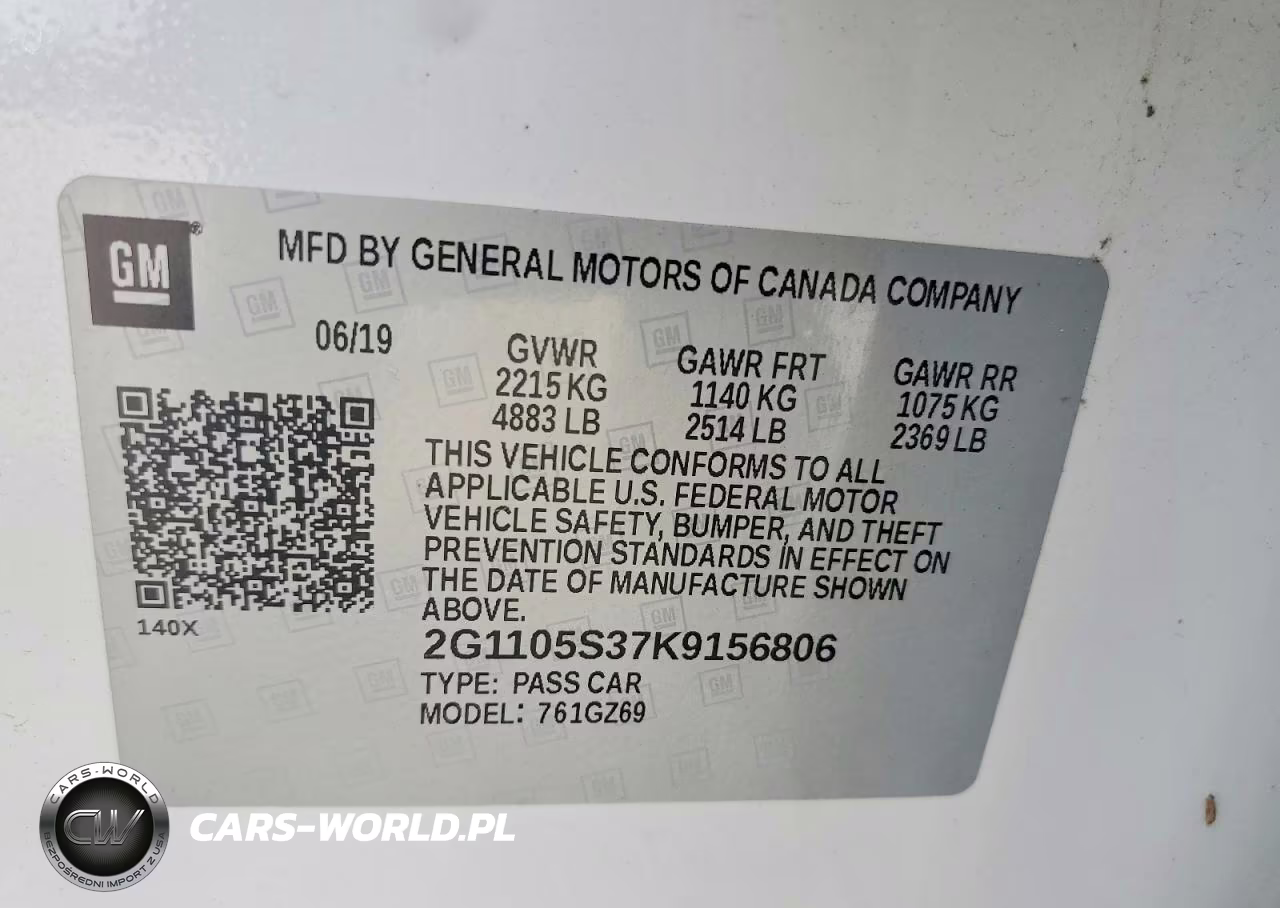 2019 Chevrolet Impala Premier VIN:2G1105S37K9156806 - 12
