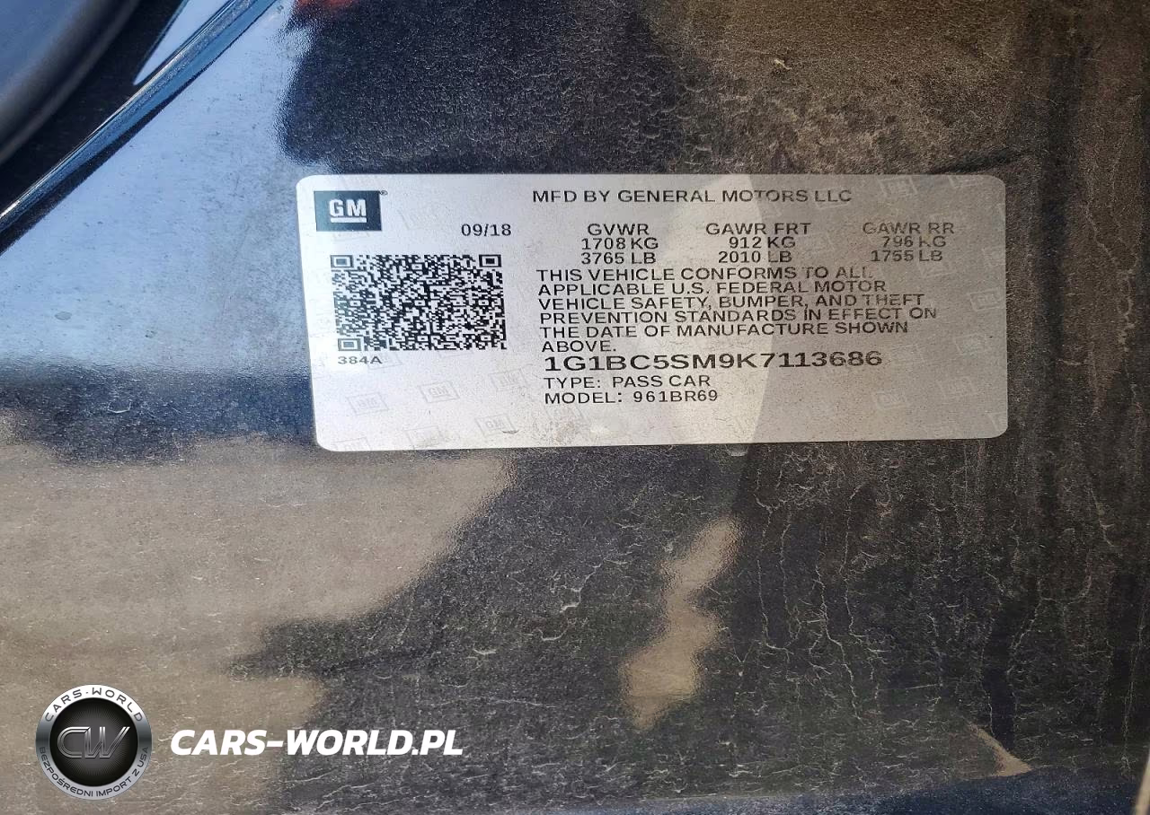 2019 Chevrolet Cruze Ls VIN:1G1BC5SM9K7113686 - 12